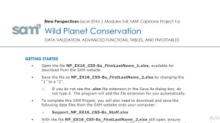 Excel Modules 5-8 SAM Capstone Project 1a | New Perspectives Excel 2016 | Wild Planet Conservation