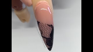 nail acrylic stiletto lace encapsulated ink london tutorial