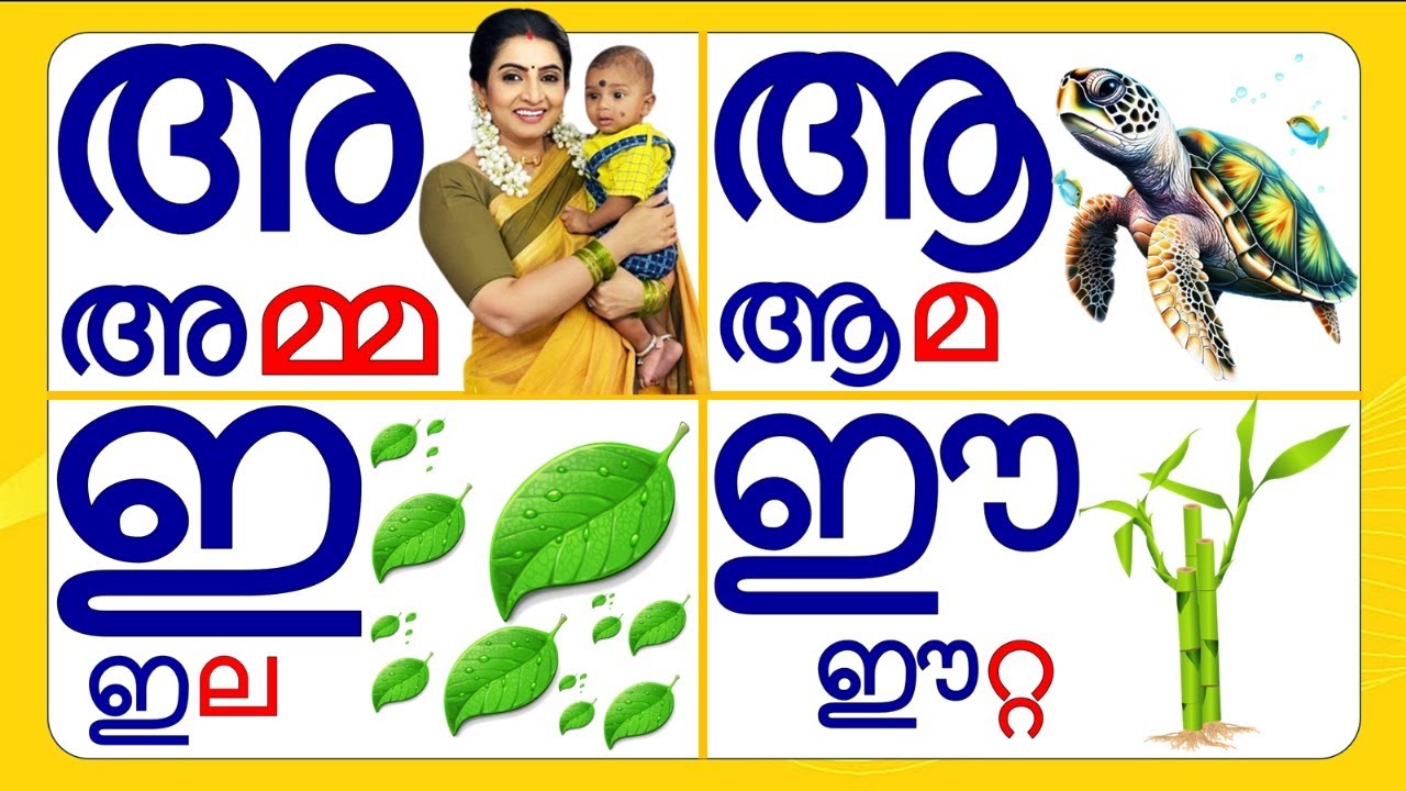 മലയാളം അക്ഷരങ്ങളും സ്വരാക്ഷരങ്ങളും പഠിക്കൂ/Malayalam Aksharamala for ...