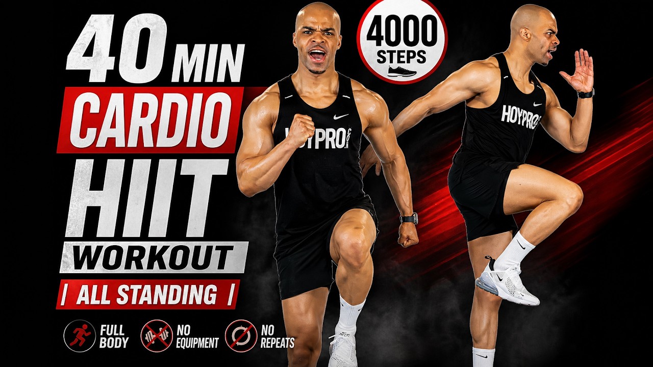 40 MIN STANDING CARDIO HIIT WORKOUT 🔥 4,000 Steps | No Equipment, Full ...