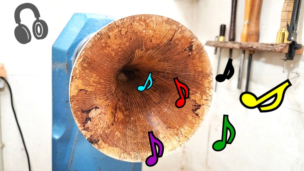 Woodturning log to speaker 【職人技】丸太からスマホ用のスピーカー