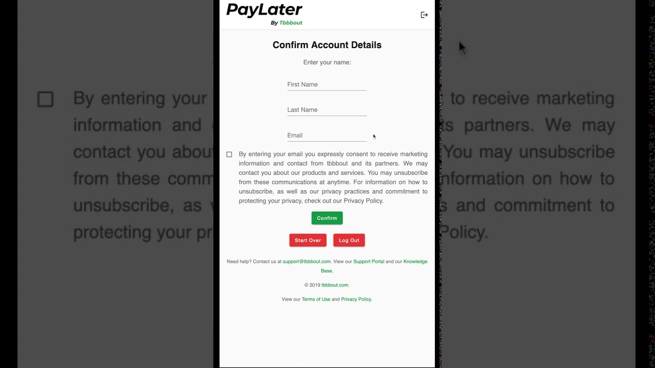 Create a Tbbbout PayLater™ App Account