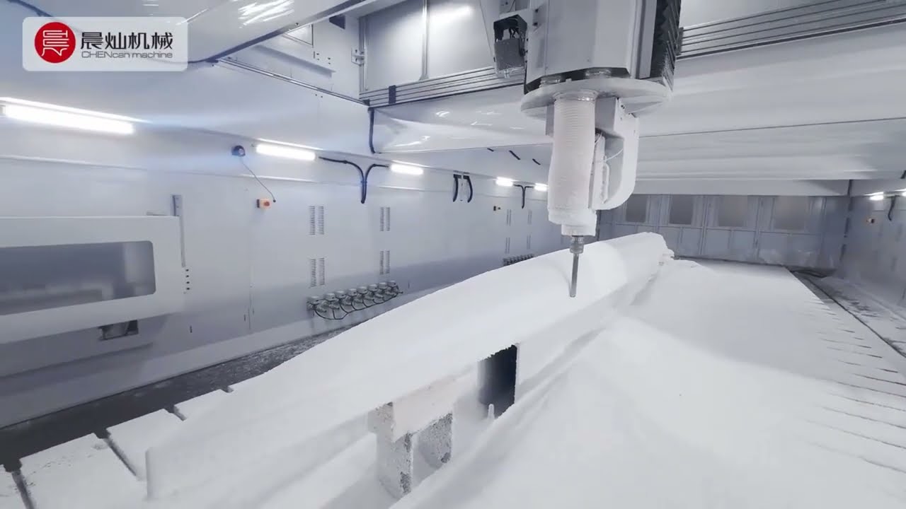 5-axis cnc machine for boat foam plug milling and yacht mould making #cncmachine #boatplugmilling
