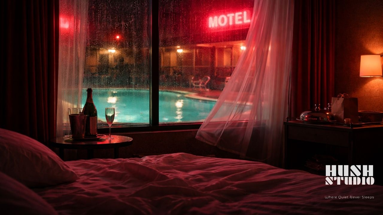 4 Hours in a Neon Motel Room 💔🌧️ Valentine’s Night Rain Ambience | Hush Studio