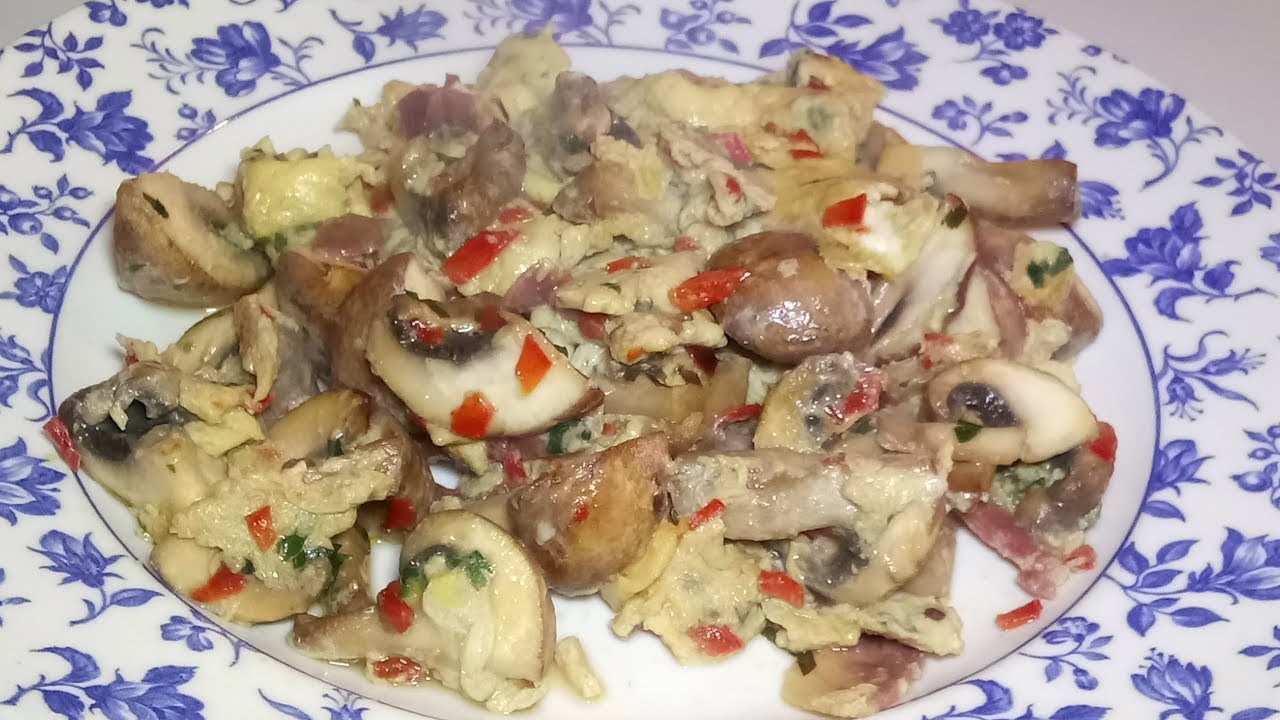 Revuelto de Huevos con Champiñones y Jamón DELICIOSO