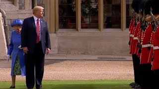 Funny moment Donald Trump can’t inspect a guard of honour with the Queen