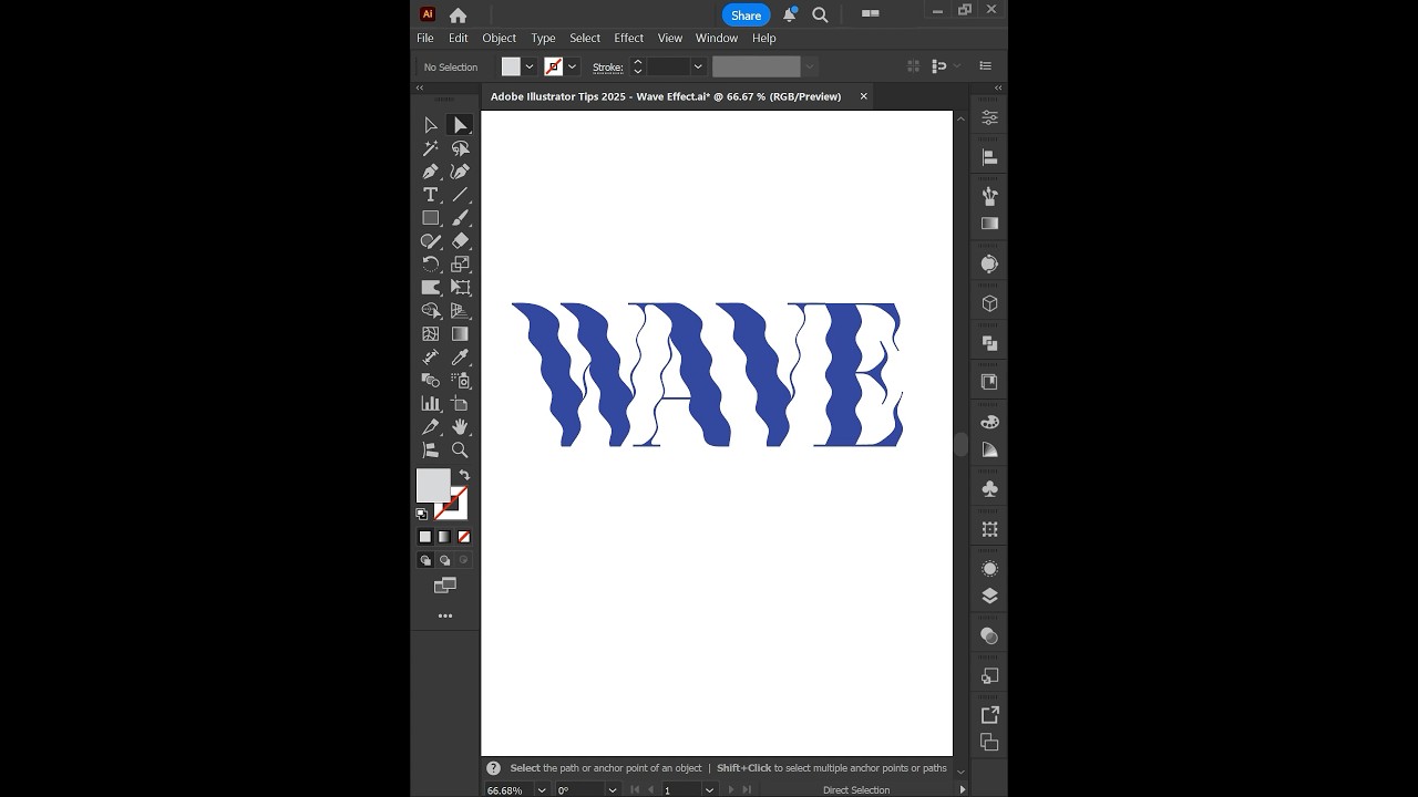 Adobe Illustrator 2025 Tips - How to Create Wave Text Effect 