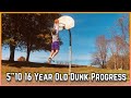 5”10 16 Year Old Dunk Progress - Two Hand Dunk W/Hang and Dribble Dunk Progression