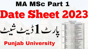 MA MSc Part 1 Official Complete Date Sheet 2023 PU