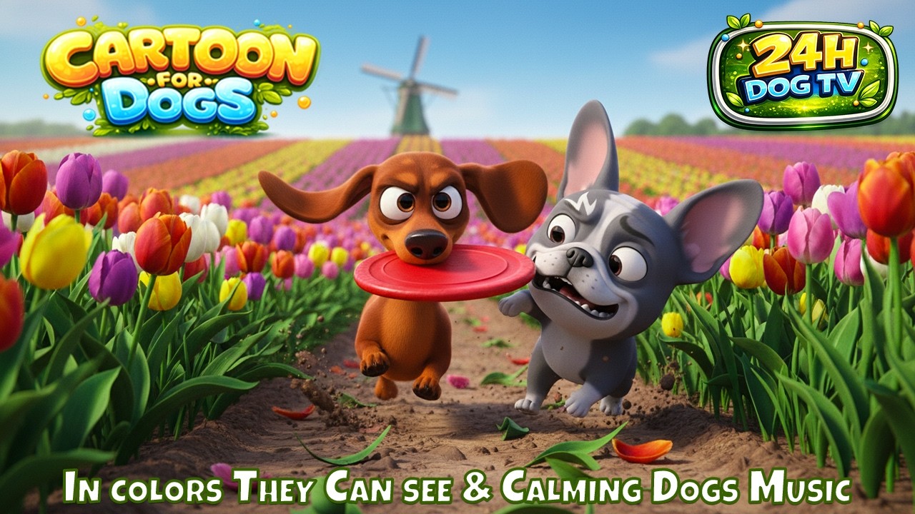 24 Hour Dog Cartoon 🌷🐶 Funny Tulip Field Adventure | Relaxing