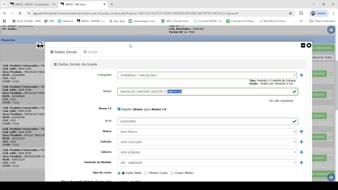 ENTRADA NFe XML WM10 PARTE 02