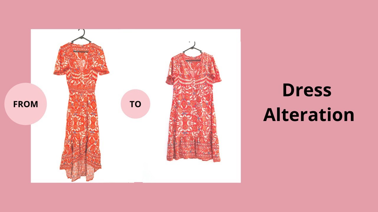 Sewing DIY Dress Alteration from maxi to midi; 원피스 수선하기 YouTube