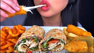 ASMR PHAN *BITES ONLY* CHICKEN WRAP, MOZZARELLA STICKS, CURLY FRIES ASMR