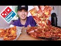 I PIGGED OUT ON DOMINOS MEATZZA PAN PIZZA + BUFFALO WINGS | MUKBANG