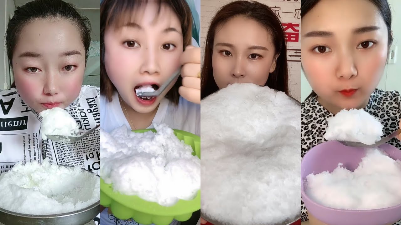 얼음ASMR 얼음먹방 SOFT FLUFFY WHITE ICE 🤍❄️ SPOONFULS ICE EATING ASMR【咀嚼音】Buz yemek | أكل الثلج