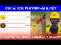 Ipl 2024 playoff chances for csk and rcb  jadeja controversial wicket  ipl 2024 tamil