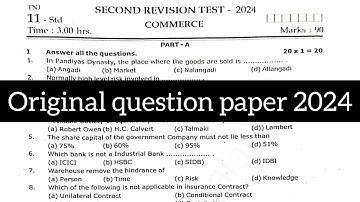 11th commerce second revision exam original question paper 2024