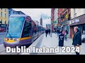 Crowded street of dublin city centre  4k walking tour of dublin ireland