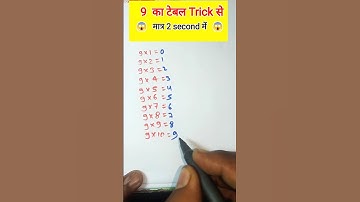 9 का टेबल आसान ट्रिक से 🔥 | 9 ka Table | 9 का पहाड़ा | Table of 9 #shorts #tabletrick #table #yt