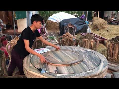 Video Bộ bàn ghế ăn gỗ mun hoa gồm 10 ghế 1 bàn tròn(đồ gỗ... - youtube