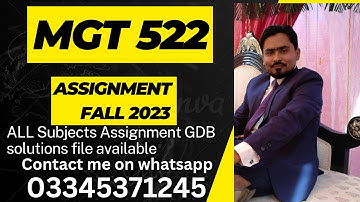 MGT 522 Assignment Solution Fall 2023