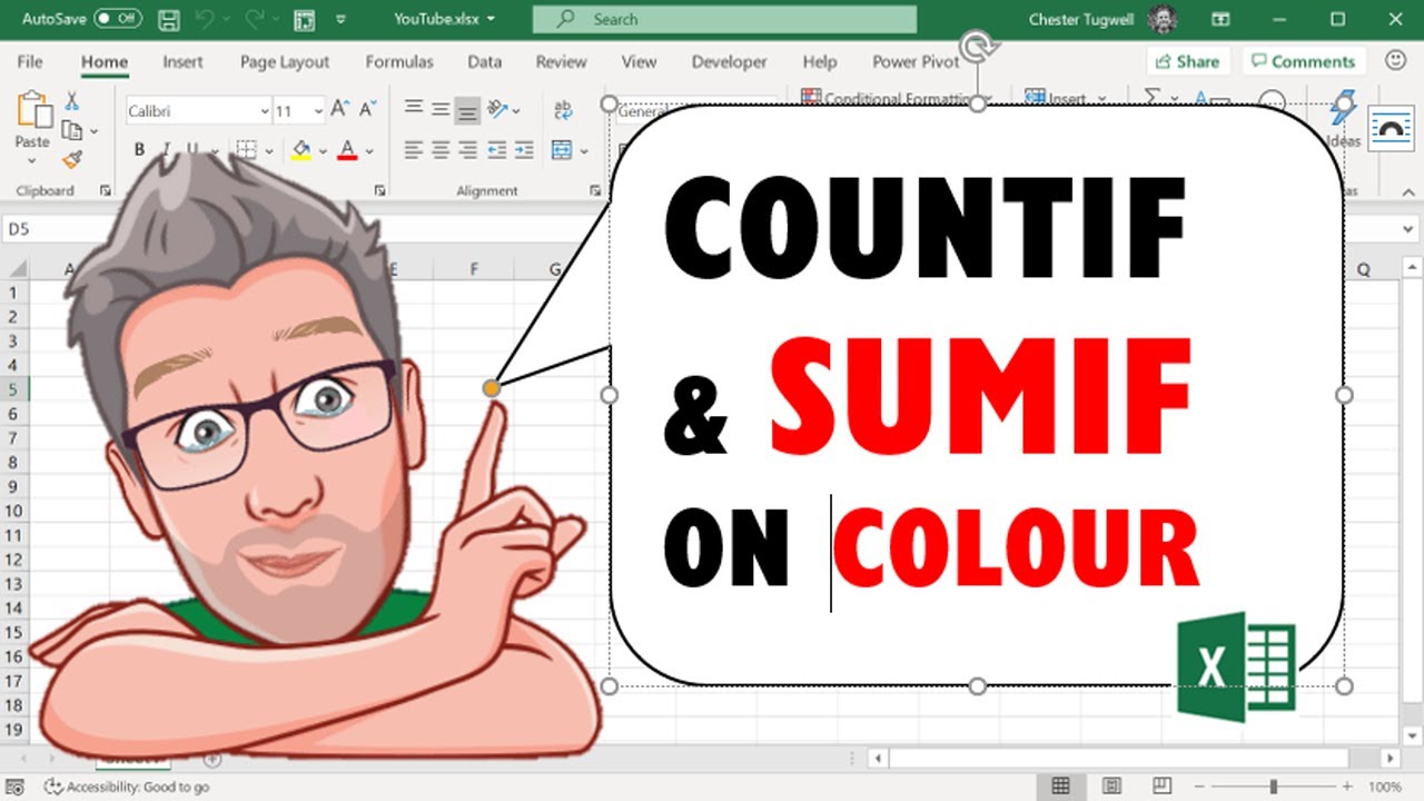 Excel Countif Sumif On Colour No Vba Required Youtube