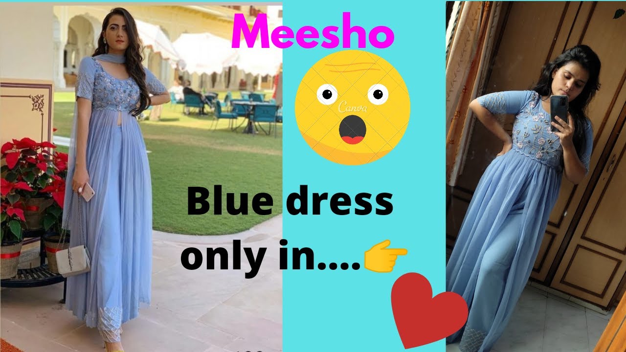 meesho blue dress|function tyep powder ...