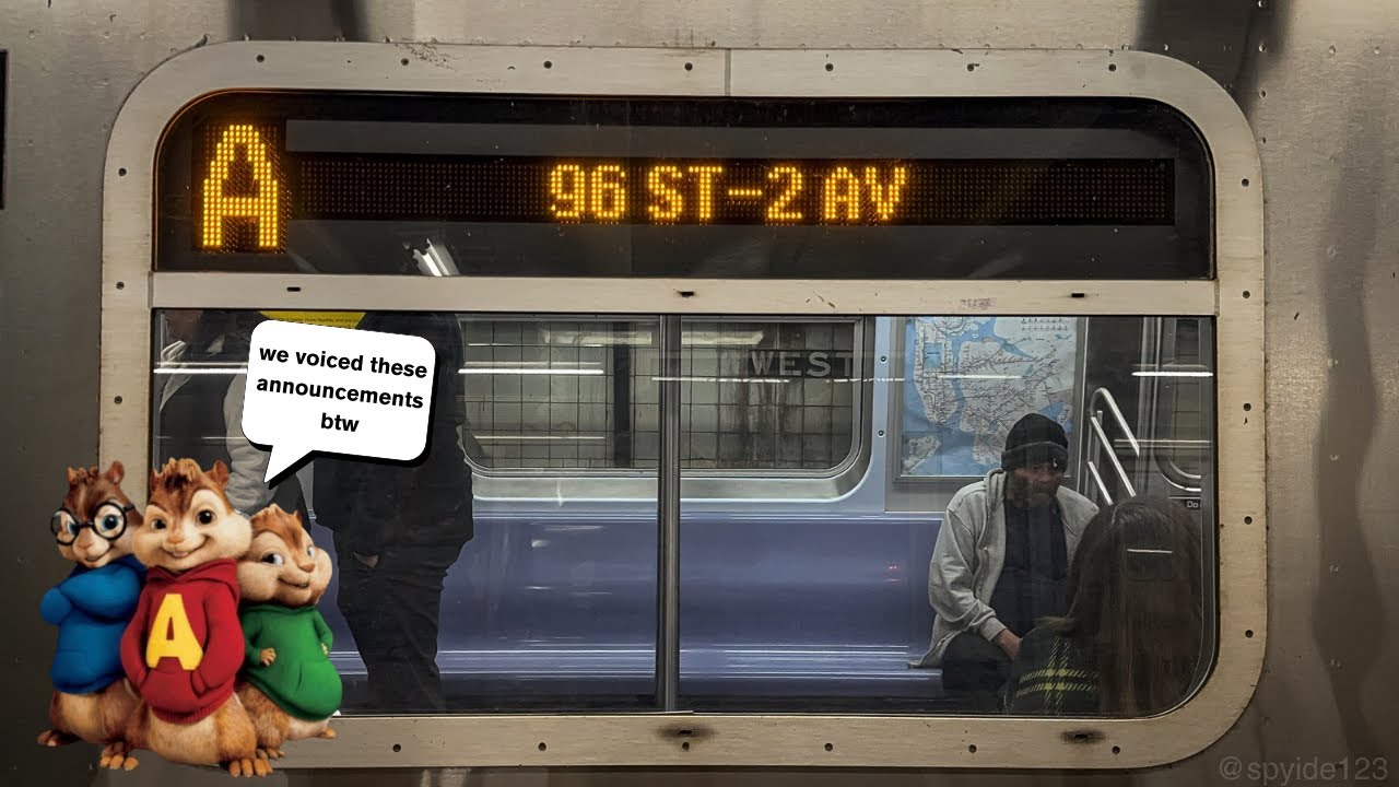 🐿️ Метро Нью-Йорка: поезд R179 (A) до/от станции 96 St-2 Av. Объявления (версия «Элвин и бурундуки»)