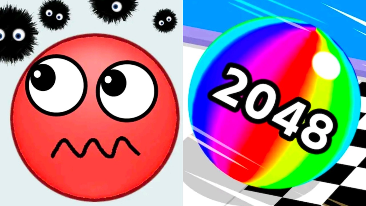 Hide Ball Brain Teaser Games vs Ball Run 2048 Gameplay 1