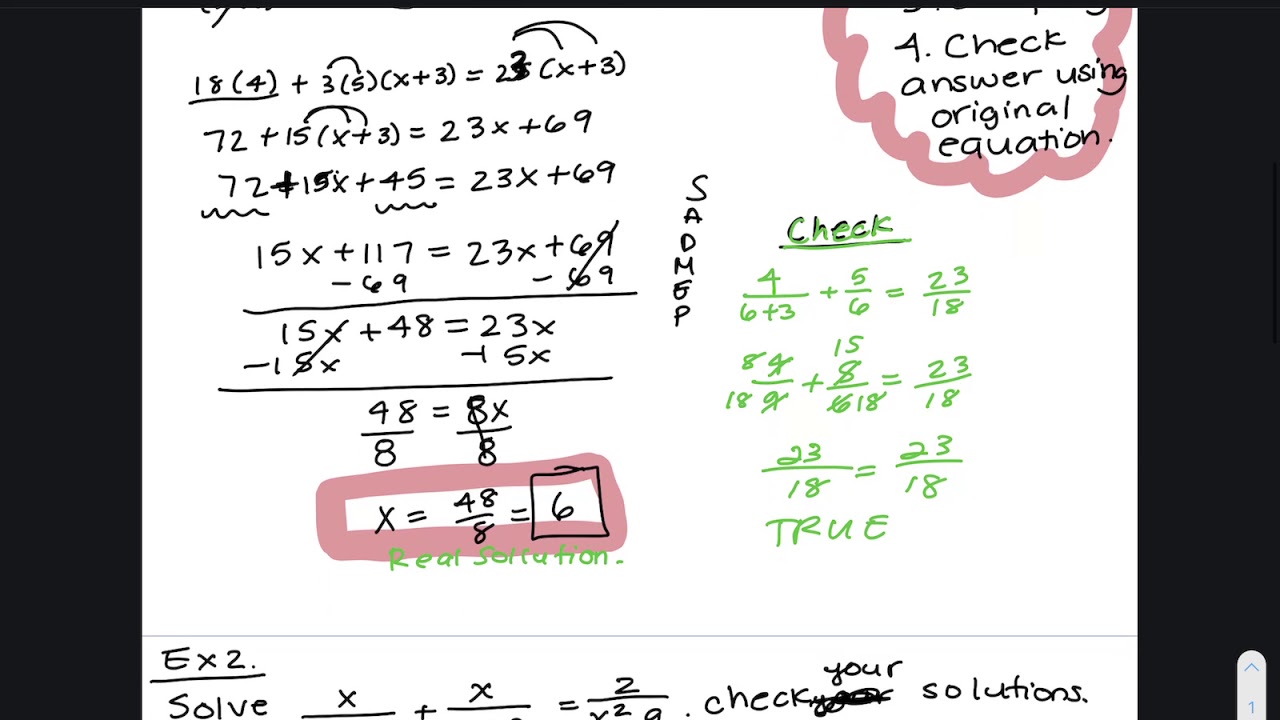 Lesson 9-9: Solving Rational Equations - YouTube