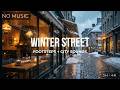 Winter Street Ambience (NO MUSIC) | Light Crowd + Soft Footsteps (3 Hours, 4K)