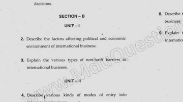 BBA 6th Sem Foundation Intenational Business Question Paper 2018