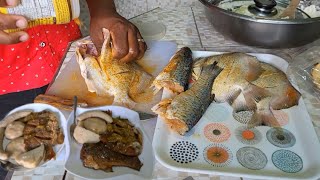 BROWN STEW ANGEL FISH/ MULLET with BANANA/DUMPLING/YAM #jamaica #cooking #food