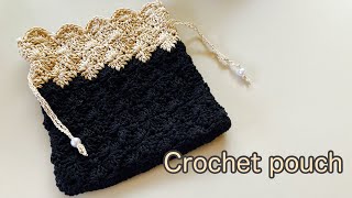 ダイソーレース糸【かぎ針編み】ドレッシーな巾着袋の編み方 ✩ Crochet Pouch