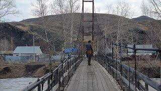 Подвесной мост через Малую Ульбу  Aero Малоубинка Eastern Kazakhstan 🇰🇿 ♥️