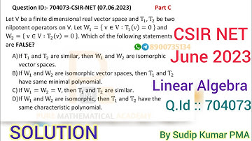 CSIR NET June 2023 Linear Algebra Solution |  Net June 2023 Mathematics Paper Solution | Q.Id 704073