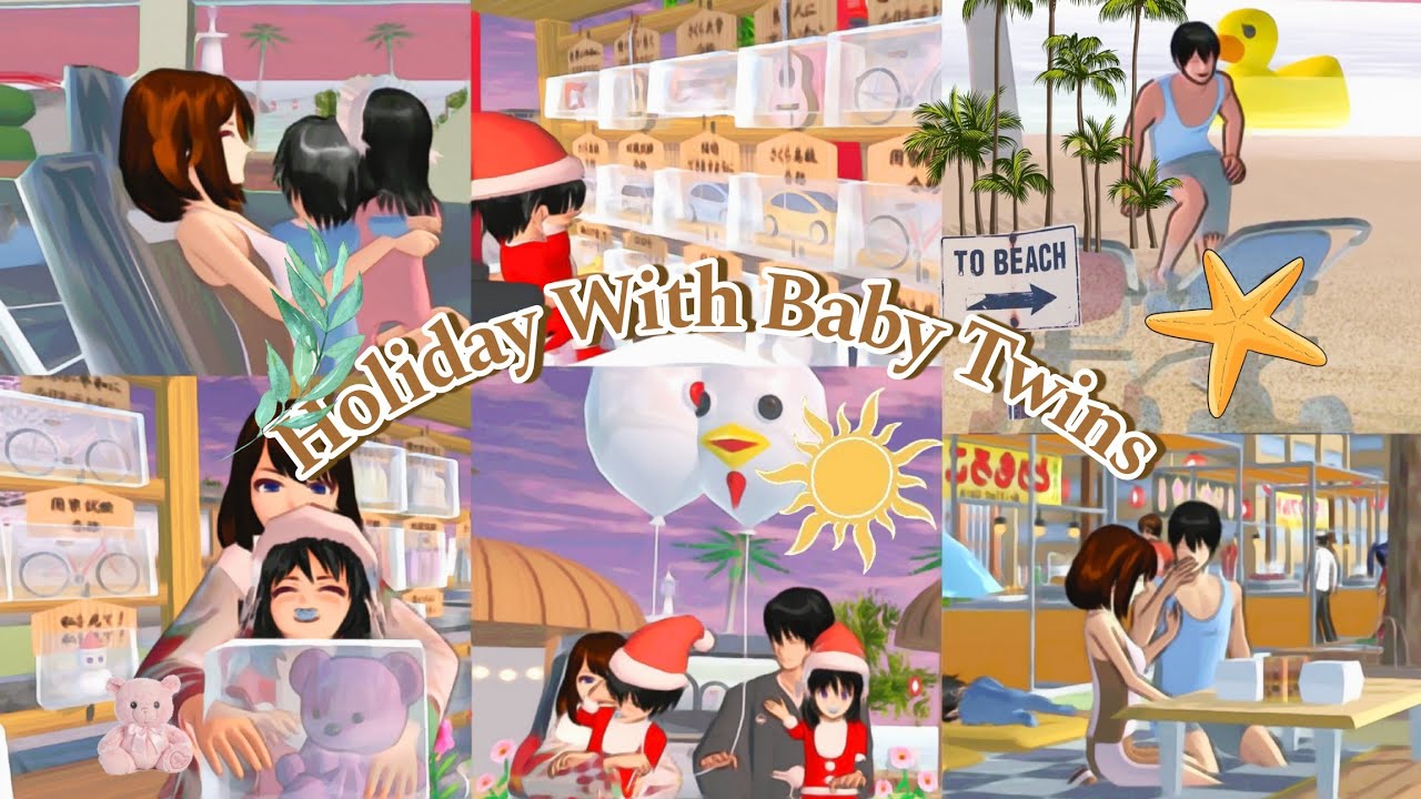 Baby Twins Jalan-jalan ke Pantai Beli Mainan?🌅 BABY TWINS VLOG #2 || SAKURA SCHOOL SIMULATOR