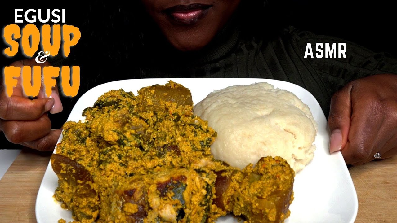 ASMR EGUSI SOUP AND FUFU MUKBANG (smacking & whispers) |Eating Sounds| Vikky ASMR