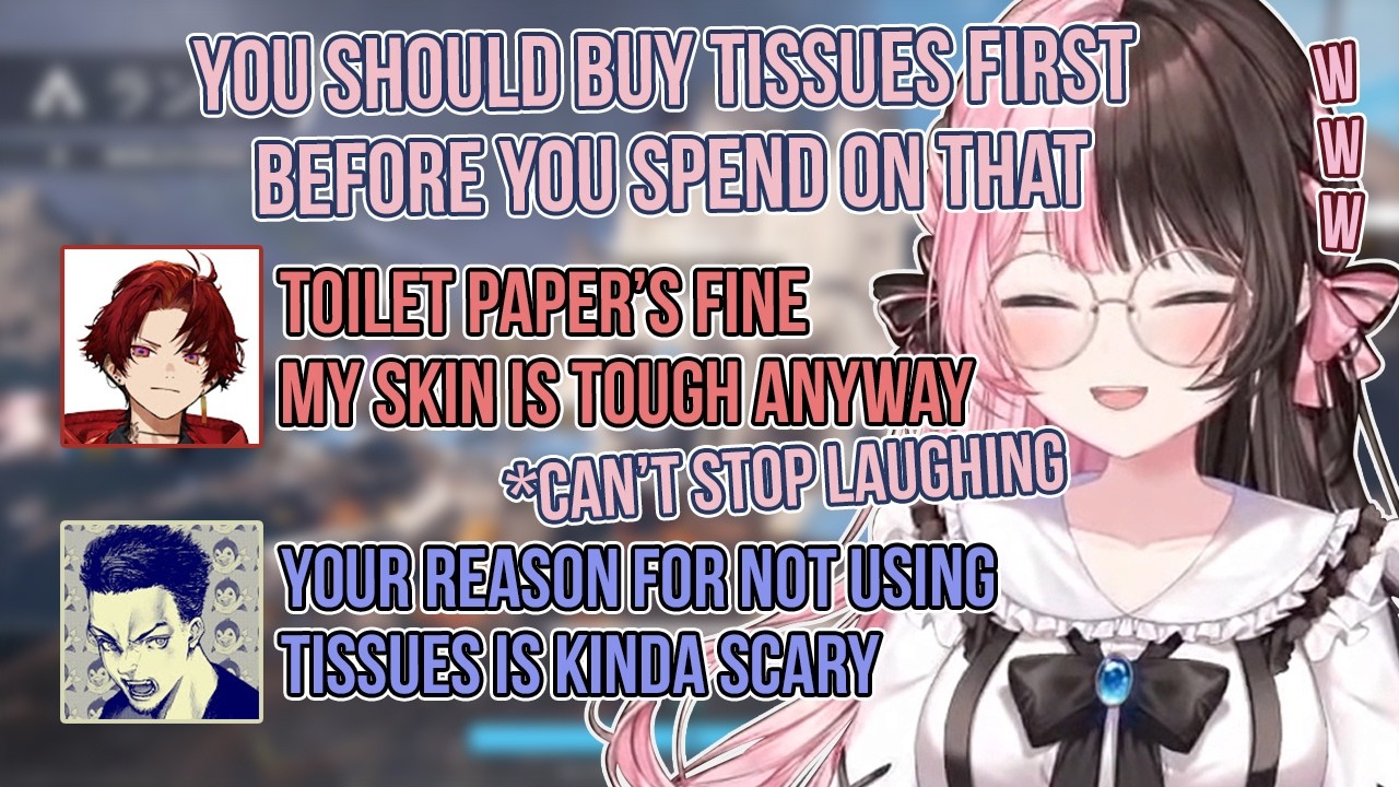 Hinano Can't Stop Laughing at Tsurugi’s Reason Not to Use Tissue【Tachibana Hinano/Vodka/VSPO】