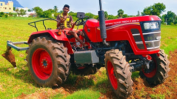 Mahindra yuvo tech Plus 585 di 4wd tractor goes to 5 point cultivator performance in farmland 