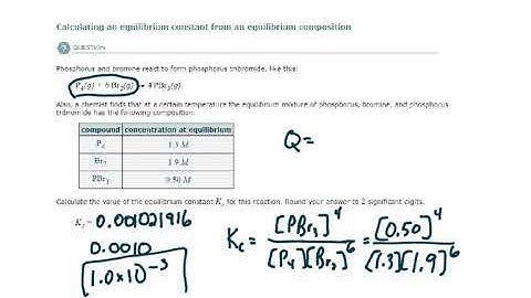 ALEKS - Calculating an equilibrium constant from an equilibrium composition (Example 1)
