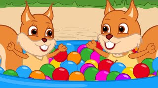 Bridie Squirrel in English - Pool with Colored Balls Cartoon for Kids