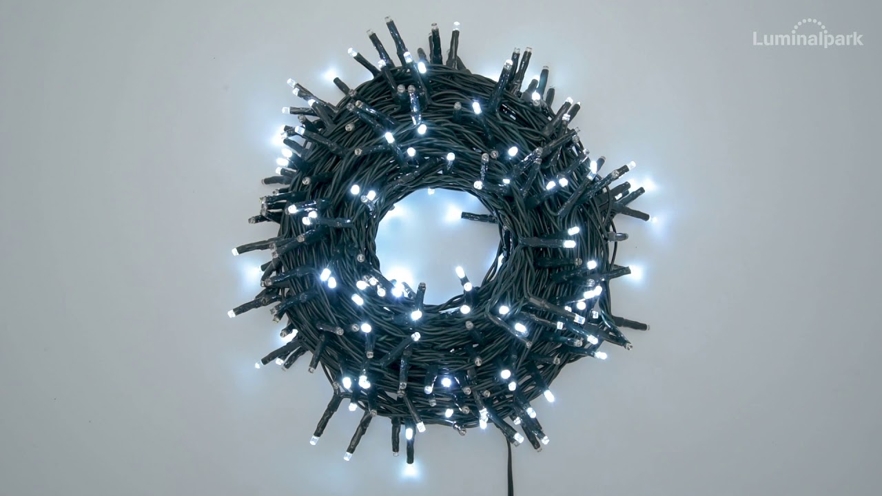 Catena 18 m, 300 miniled bianco freddo MultiFlash, cavo verde (codice art. 48638)