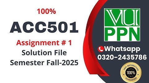 ACC501 Assignment 1 solution 2025 Fal #ACC501