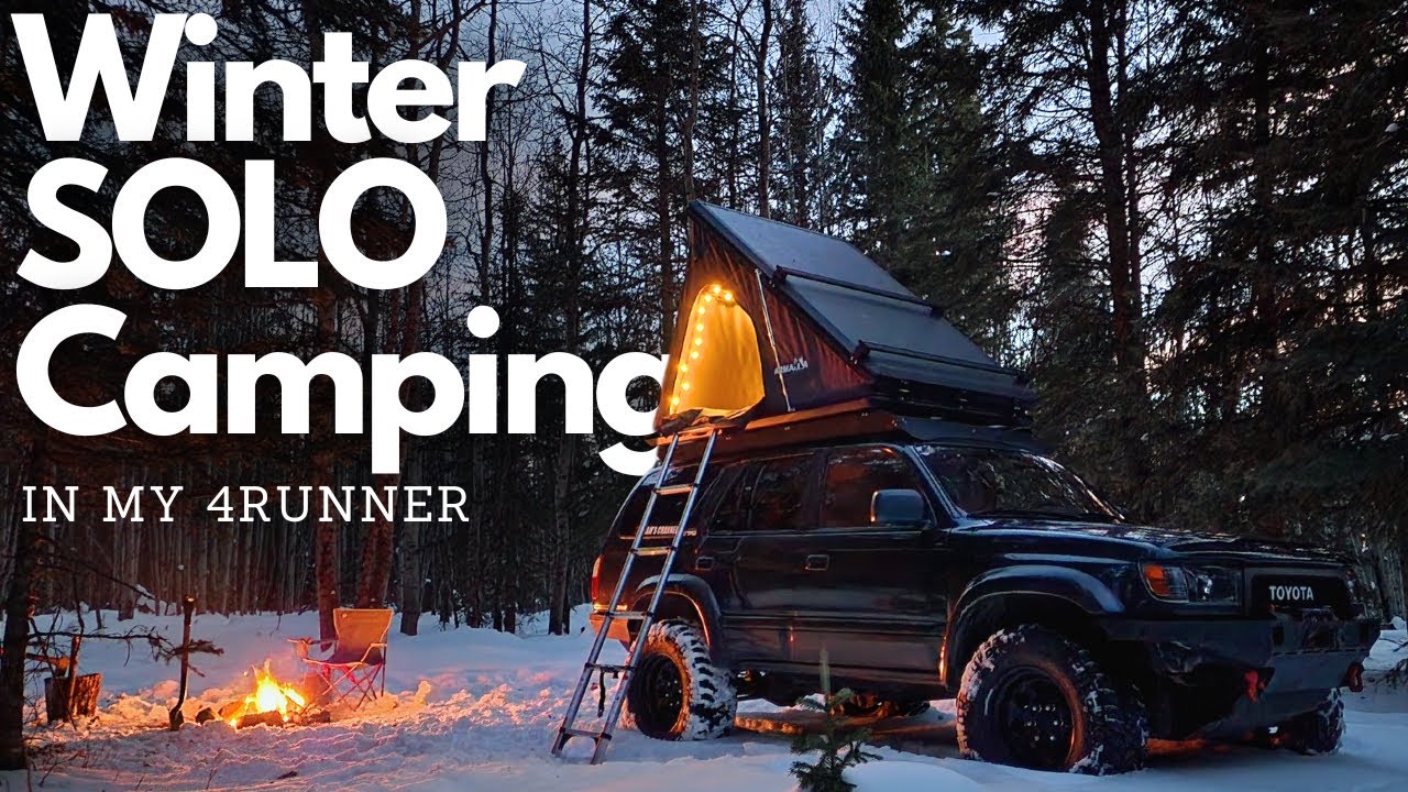 Winter SOLO Camping in SNOW - Rooftop Tent on my 4runner ASMR