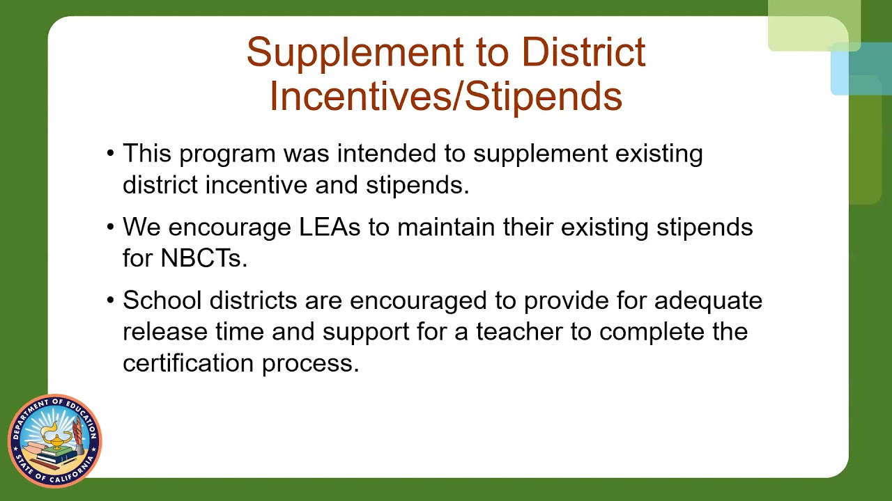 California National Board Incentive Program Information inar October