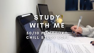 50/10 POMODORO STUDY WITH ME📚SOFT LOFI🎧 ASMR, LATE NIGHT, REAL TIME