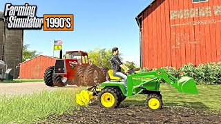 TILLING UP GARDEN WITH JD MINI TRACTOR! | FARMING SIMULATOR 1990'S