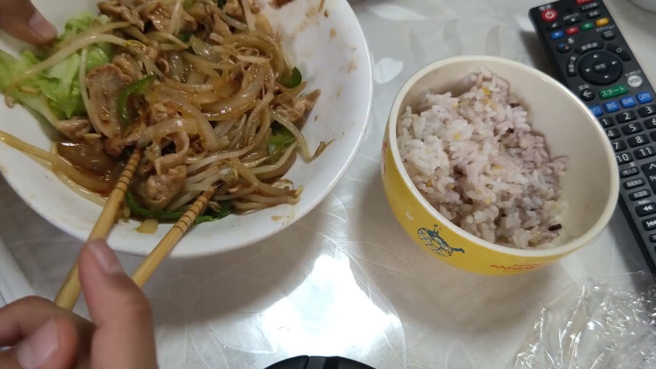 夜ご飯豚キャベツのしょうが焼き