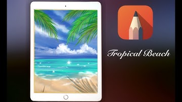 Drawing a Tropical Beach in Autodesk Sketchbook using iPad #digitalart #autodesksketchbook